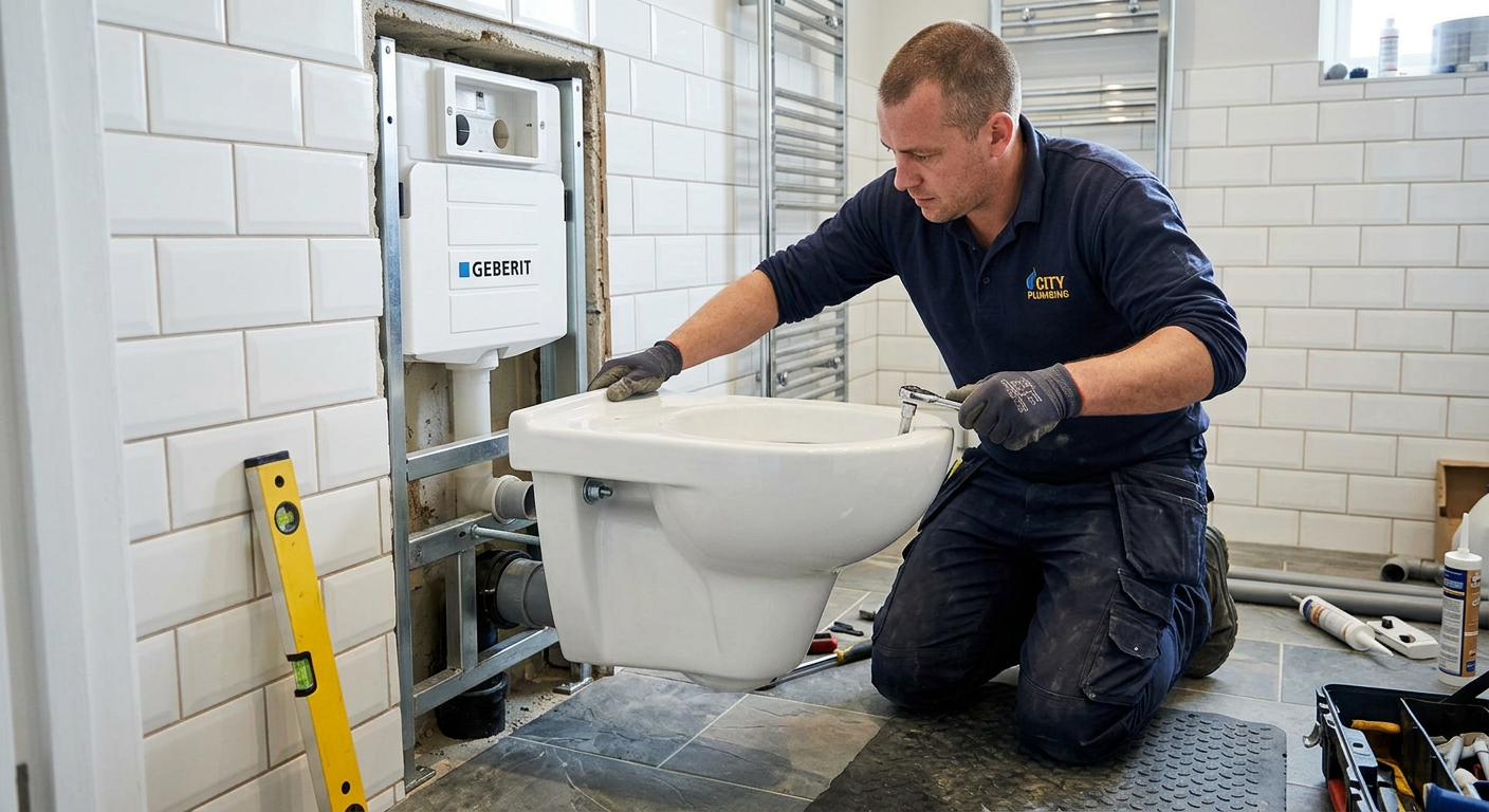 Pose de WC suspendu par un plombier professionnel à Ivry-sur-Seine